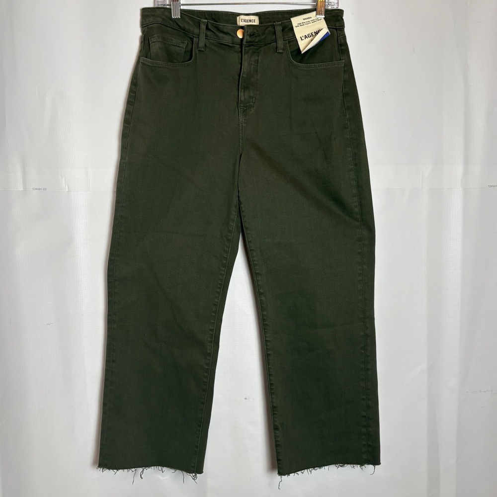 NWT L'AGENCE Wanda High Rise Crop Wide Leg Jeans Balsam Green 30